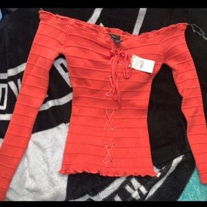 Off The Shoulder Lace Up Top🥵